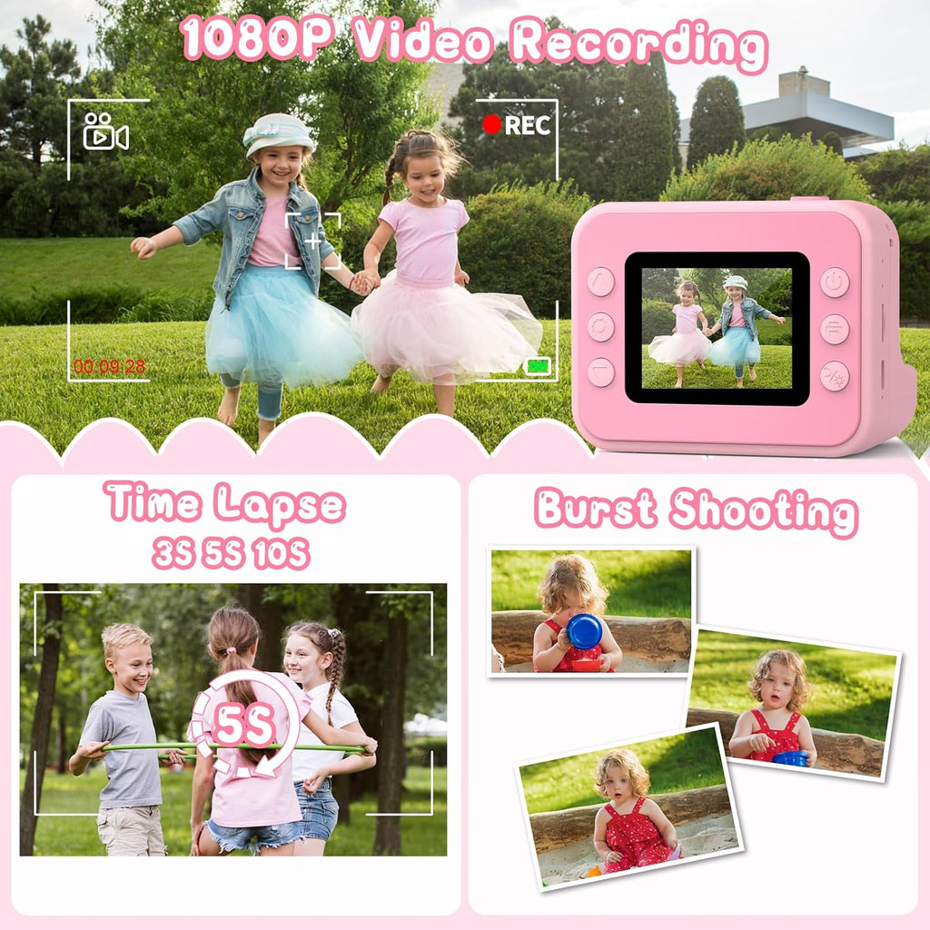 Kids Instant Camera with 1080P, 32GB Card