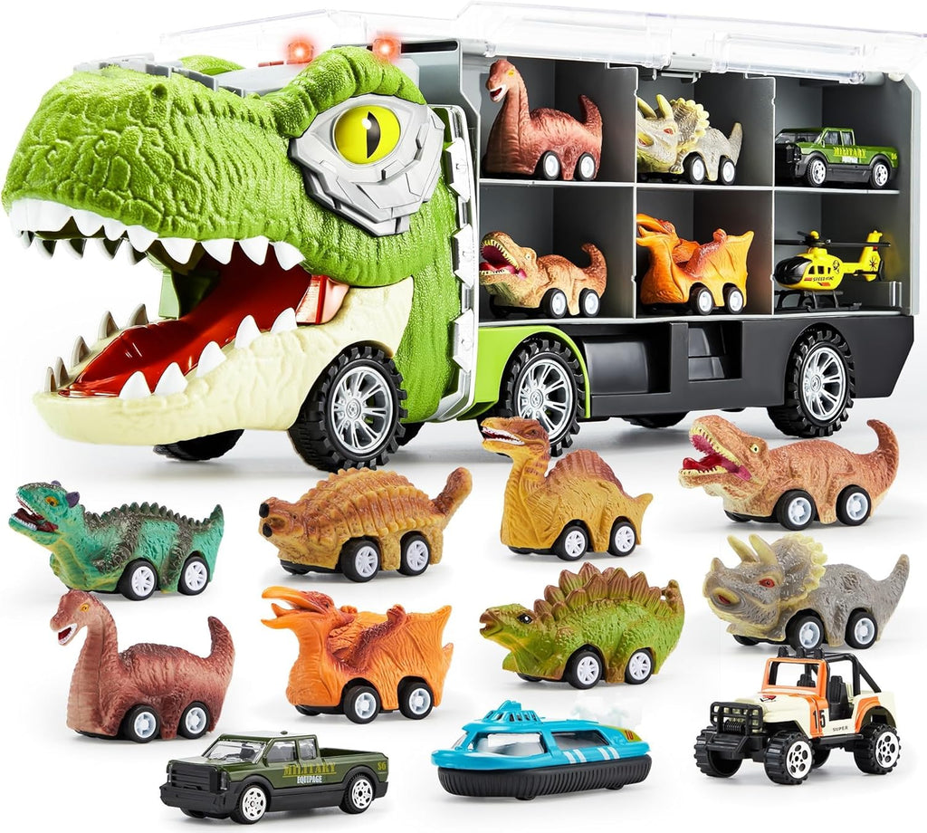 Dinosaur Truck Toy Set with 12 Vehicles