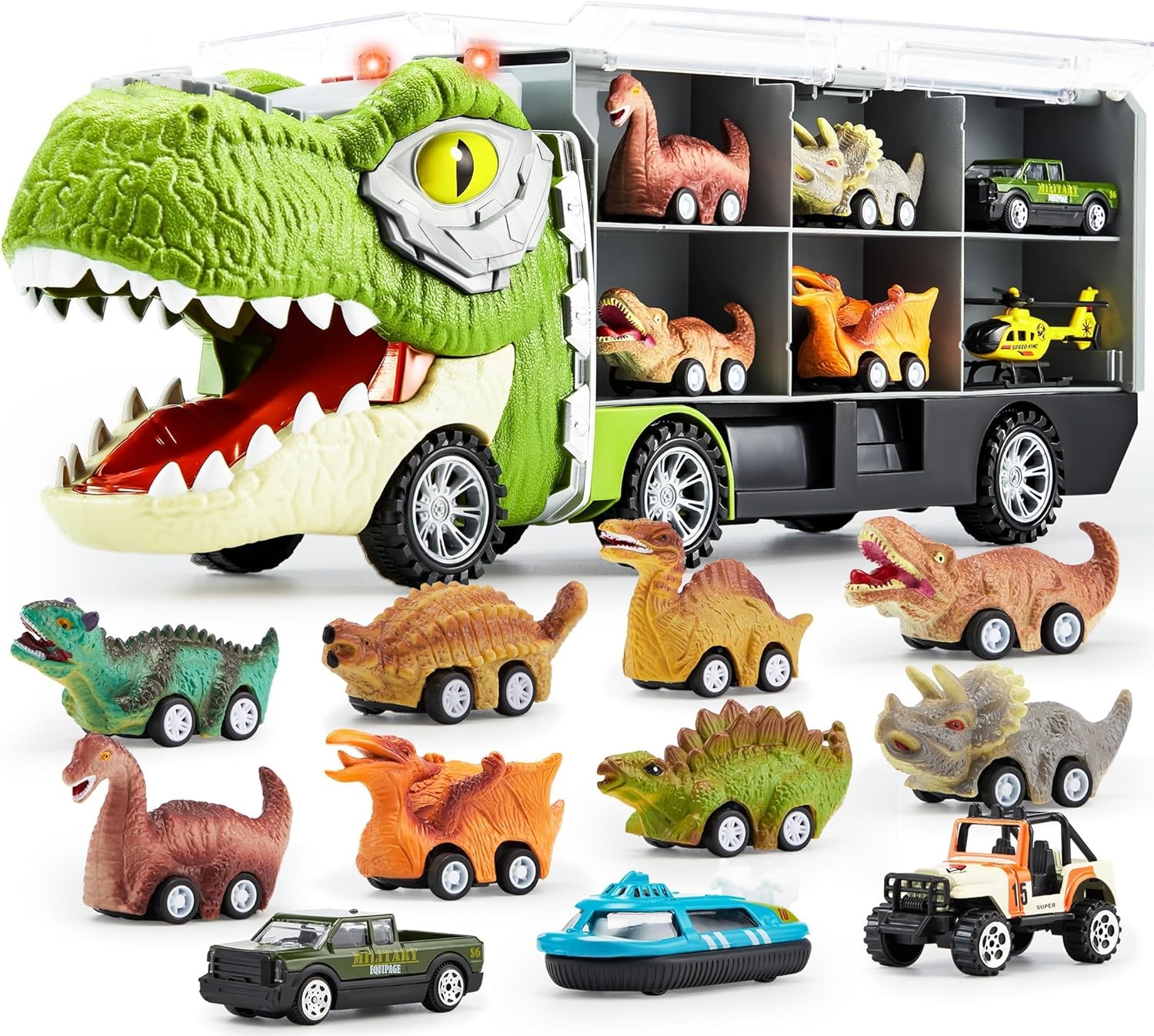 Dinosaur Truck Toy Set with 12 Vehicles