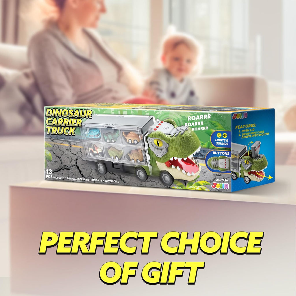 Dinosaur Truck Toy Set with 12 Vehicles