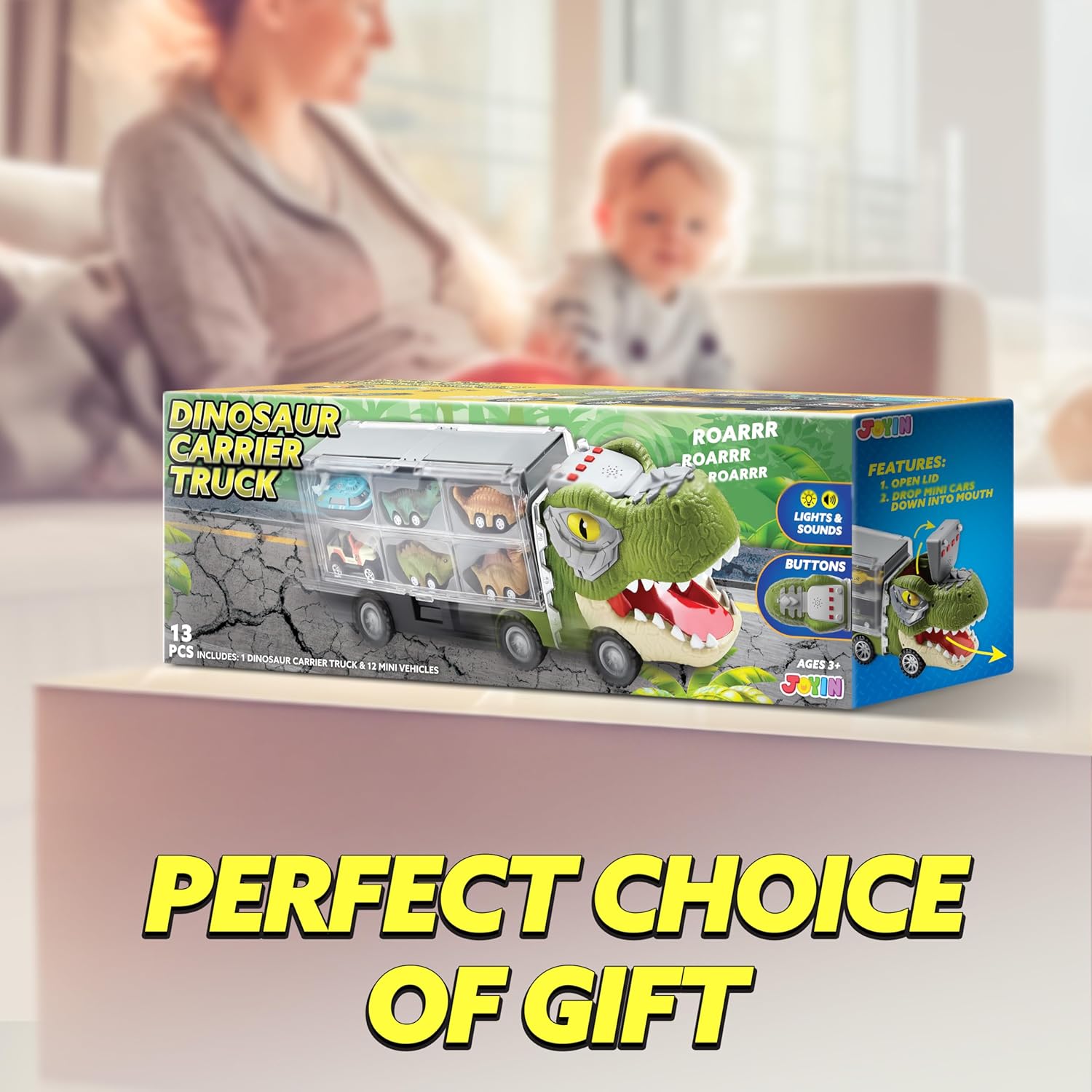 Dinosaur Truck Toy Set with 12 Vehicles