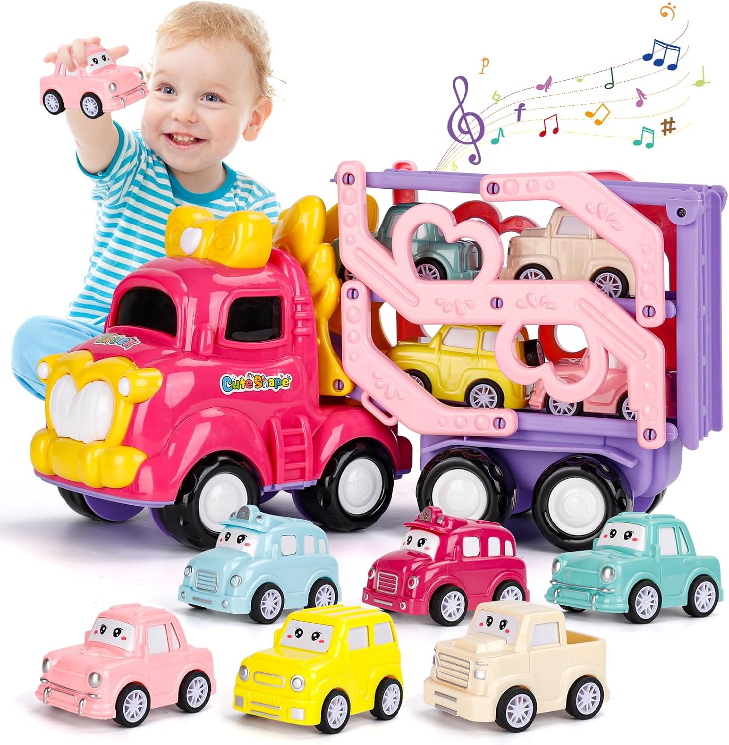 7-in-1 Car Carrier Toy Truck for Toddlers